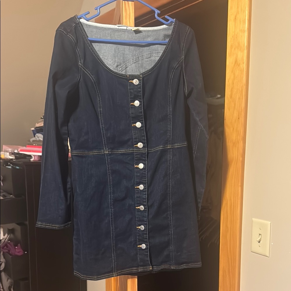 Levi’s Dark Blue Button-Front Denim Dress